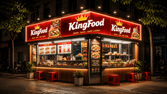 Vietnamese street food stall at night